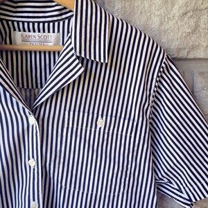 Black & White Stripe Short-Sleeve Button Down